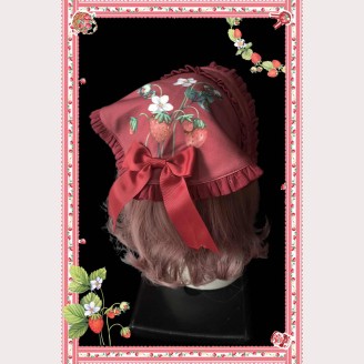 Infanta Strawberry Bouquet Striped Lolita Headscarf (IN820)